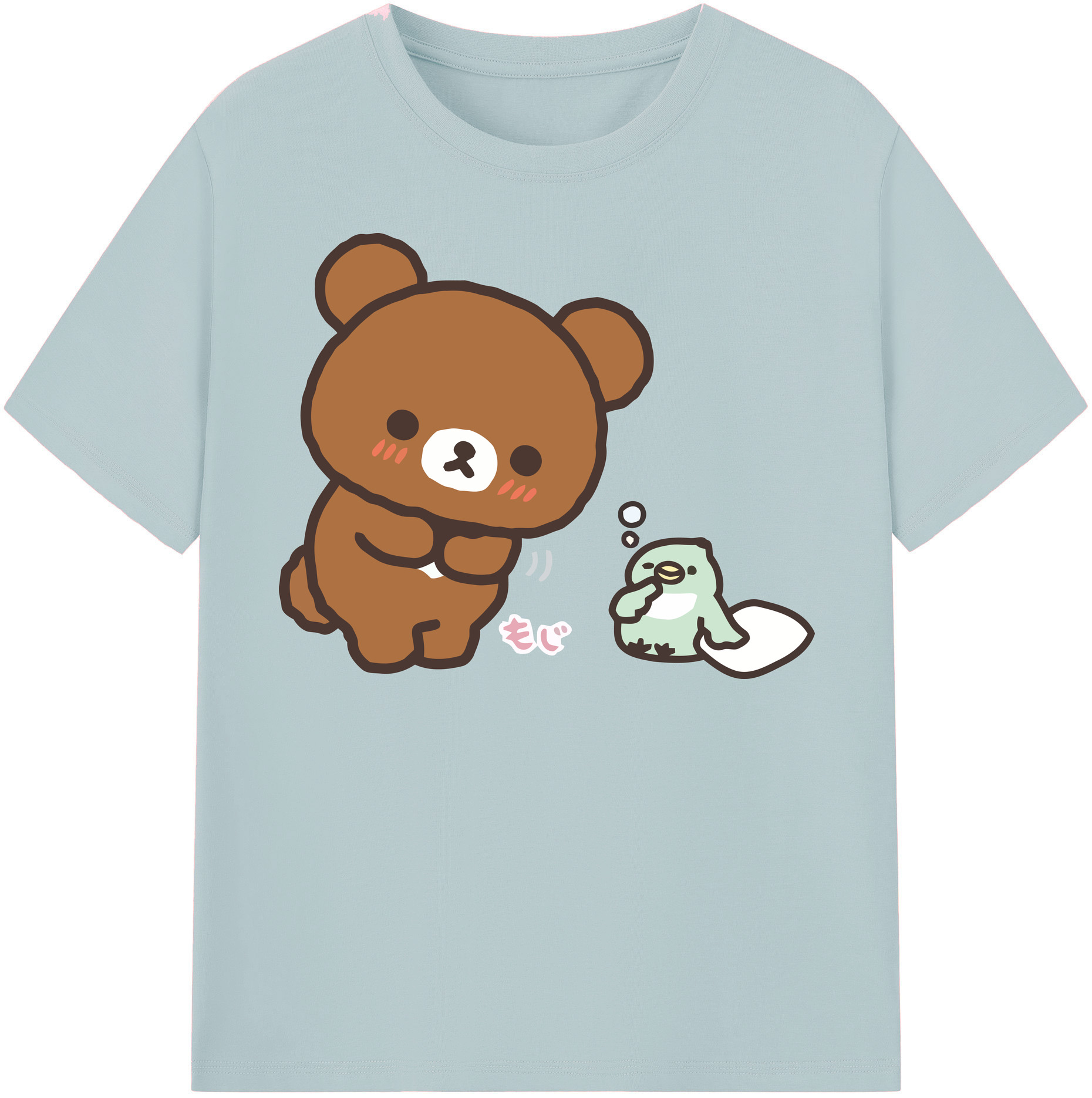 （画像用） リラックマ リラックマ キイロイトリ Rilakkuma Korilakkuma Kiiroitori 綿100％半袖Tシャツ（フロントプリント）